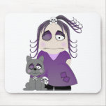 Patched Gothic Girl And Cat In Purple Mousepads