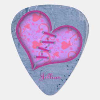 Patched Heart Guitar Photograph Guitar Pick