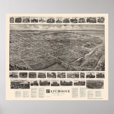 Patchogue, NY Panoramic Map - 1906 Poster