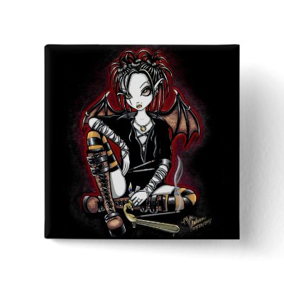 Patchouli Gothic Incense Fairy Button by mykajelina