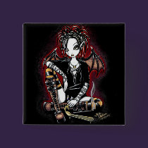 Patchouli Gothic Incense Fairy Button