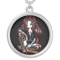 patchouli, incense, fairy, faery, fae, faerie, gothic, goth, emo, fantasy, art, myka, jelina, mika, faeries, Necklace with custom graphic design
