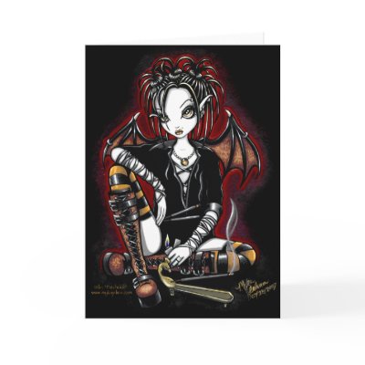 Patchouli Red and Gold Incense Fairy Card by mykajelina