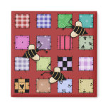 Patchwork and Bumble Bees Refrigerator Magnet