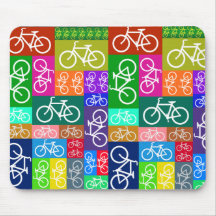 Patchwork Bicycles Art Mouse Pads