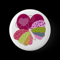 Patchwork Butterfly Heart buttons