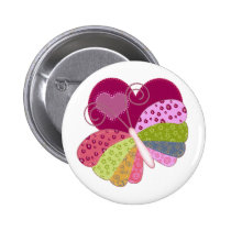 Patchwork Butterfly Heart buttons