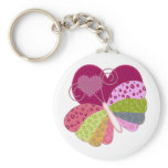 Patchwork Butterfly Heart Keychain