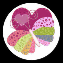 Patchwork Butterfly Heart stickers