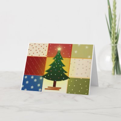 Patchwork Christmas tree cards