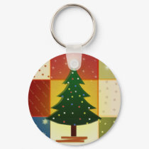 Patchwork Christmas tree keychains
