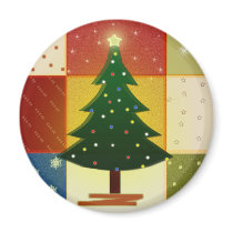 Patchwork Christmas tree magnets by perfectpostage Patchwork Christmas tree magnets