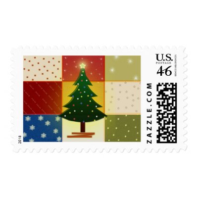Patchwork Christmas tree postage