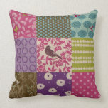 patchwork design bird pillow
