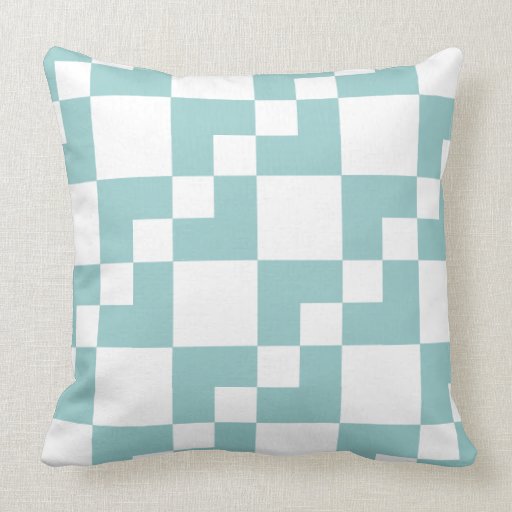 Patchwork Domino - Light Blue Green and White Throw Pillow Zazzle
