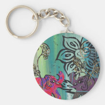 Patchwork Elephants keychain