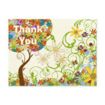 Patchwork Flower Love Tree Thank You PostCard postcards