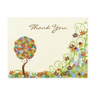 Patchwork Flower Love Tree Thank You PostCard postcard