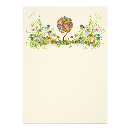 Patchwork Flower Love Tree Wedding Invitation