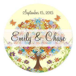 Patchwork Flower Love Tree Wedding Stickers sticker