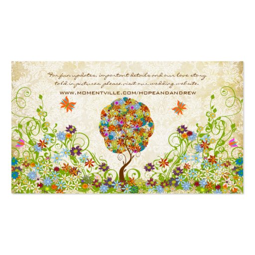 Patchwork Flower Tree Damask Tags Business Card Template (back side)