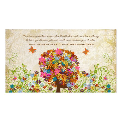 Patchwork Flower Tree Damask Tags Business Card Template (back side)