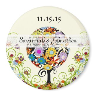 Patchwork Flower Tree Wedding Magnet