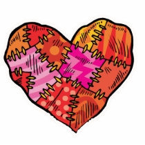 patchwork heart photo sculptures