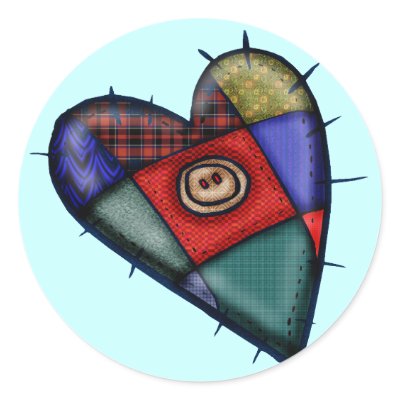 Patchwork Heart T-shirts and Gifts Round Sticker by valentinetshirts