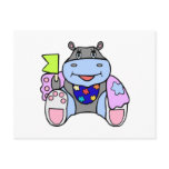 Patchwork Hippo Postcard