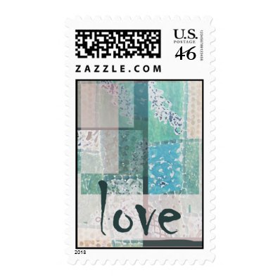 Patchwork love postage stamps