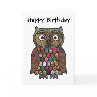 Patchwork Owl Birthday Card card