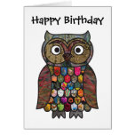 Patchwork Owl Birthday Card cards