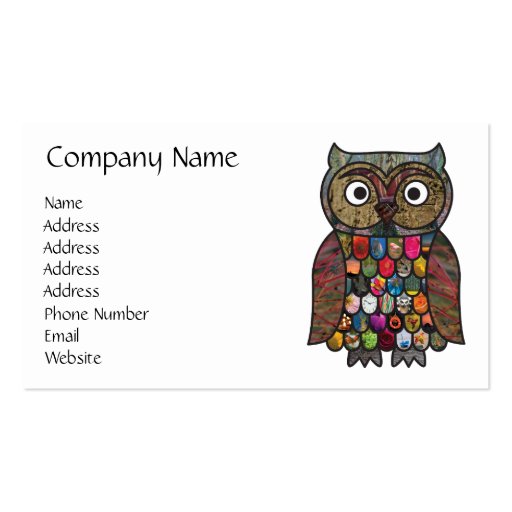 Patchwork Owl Business Card Template (front side)