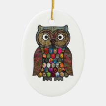 Patchwork Owl Christmas Tree Ornaments
