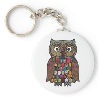 Patchwork Owl Key Chain