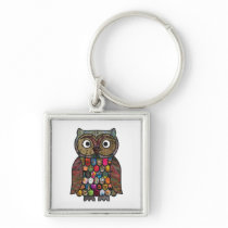 Patchwork Owl Keychain