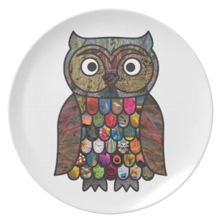 Patchwork Owl Party Plates