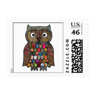 Patchwork Owl Postage Stamps