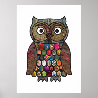 Patchwork Owl Poster print