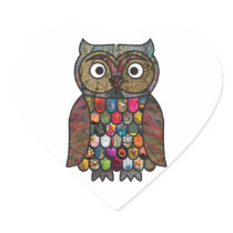 Patchwork Owl Stickers