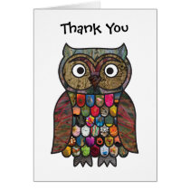 Patchwork Owl Thank You Card