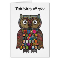 Patchwork Owl Thinking of you Card