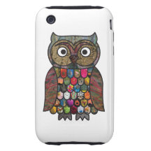 Patchwork Owl Tough iPhone 3 Cover