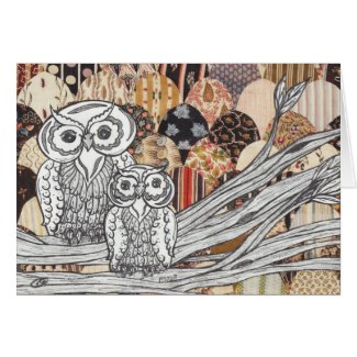 Patchwork Owls Card card
