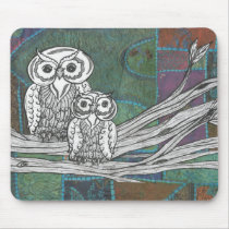 Patchwork Owls mousepads by kewzoo Patchwork Owls mousepads