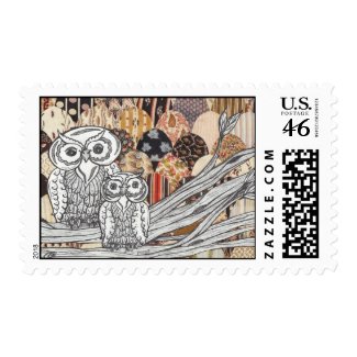 Patchwork Owls Postage stamp