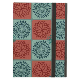 Patchwork Quilt Pattern Red Blue Flower Art Design iPad Covers