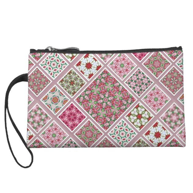 Patchwork red and pink design Wristlet