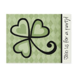 Patchwork Shamrock Hearts Party Invitation Post Cards